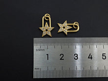 Load image into Gallery viewer, CZ Micro Pave Five Star Lock Pendant Charm, Cubic Zirconia Star Pendant, Gold Tone pendant, 11x16mm, sku#F1104