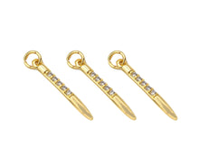 Load image into Gallery viewer, CZ Micro Pave Needle Shape Pendant, 18K Gold Charm, Necklace Bracelet Charm Pendant,2x18mm,Sku#FH161