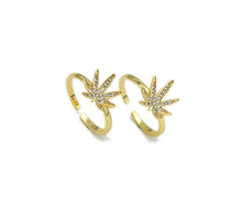Load image into Gallery viewer, CZ Maple Leaf Shape Adjustable Ring, Sku#X247