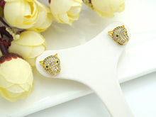 Load image into Gallery viewer, CZ Micro Pave Leopard earrings, Leopard stud earrings, Panther gold earrings, trendy earrings, 11mm, sku#J282