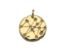 Load image into Gallery viewer, Pave Multi Stars Hammered Coin Pendant/Charm, Sku#L403