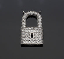 Load image into Gallery viewer, CZ Micro Pave Lock Shape Pendant, Dainty Gold Silver Lock Charm,Necklace Bracelet Charm Pendant, 16x26mm,Sku#F1256