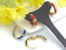 Load image into Gallery viewer, Colorful Enamel Round Latch Back Earrings, Sku#J158