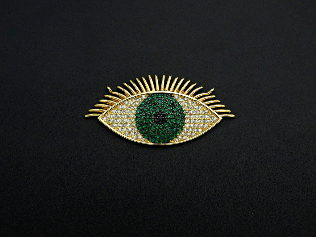 CZ Micro Pave Cobalt/Fuchsia/Green Evil Eye Pendant, SKU#F1134C