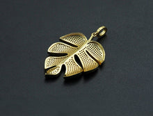 Load image into Gallery viewer, Green CZ Micro Pave Large Leaf  Pendant/Charm, Leaf Cubic Zirconia Pendant, 31x42mm,Sku#F1071