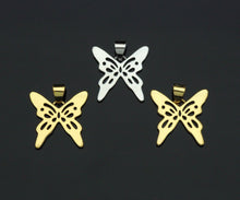 Load image into Gallery viewer, 18K Gold Silver Butterfly Charms, Dainty Charms, Butterfly Pendant, Butterfly Necklace Charms, 17mm, Sku#F1298