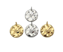 Load image into Gallery viewer, Pave Multi Stars Hammered Coin Pendant/Charm, Sku#L403
