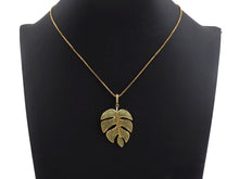 Load image into Gallery viewer, Green CZ Micro Pave Large Leaf  Pendant/Charm, Leaf Cubic Zirconia Pendant, 31x42mm,Sku#F1071