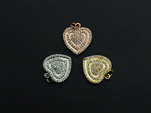 Load image into Gallery viewer, CZ Micro Pave Circled Heart Shaped Pendant/Charm, Heart Cubic Zirconia Pendant Charm, 15x22mm,sku#FH21