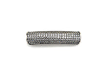 Load image into Gallery viewer, Rhodium CZ Micro Pave Half Full Pave Tube, Antique Silver Tone, Cubic Zirconia Pave Separator Tube Beads,39x10mm,sku#X128