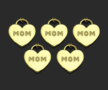 Load image into Gallery viewer, CZ Micro Pave Mom Word On Heart Lock Shape Pendant,18K Gold Filled Charm, DIY Mother's Day Necklace Bracelet Charm Pendant,25x28mm,Sku#LD131