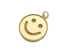Load image into Gallery viewer, Large Pave Enamel Hot Pink/Turquoise Smiley Face 38mm Pendant, Cubic Zirconia Pave Pendant, Happy face charm, Pink Smiley Face, Sku#ML39