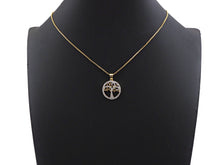 Load image into Gallery viewer, Dual Color Life Tree CZ Micro Pave Round Ring Charms, Life Tree Pendant, Gold Pendant, Round Necklace Charms, 19x22mm, Sku#F1276