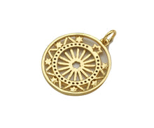 Load image into Gallery viewer, CZ Micro Pave Hollow Out Flower On Round Shape Pendant/Charm, Sku#F1366C