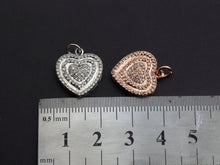 Load image into Gallery viewer, CZ Micro Pave Circled Heart Shaped Pendant/Charm, Heart Cubic Zirconia Pendant Charm, 15x22mm,sku#FH21