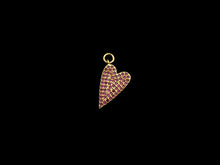 Load image into Gallery viewer, Fuchsia CZ Micro Pave Heart Pendant, Cubic Zirconia Heart Pendant, Gold Tone pendant,9x16mm, sku#F1120