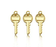 Load image into Gallery viewer, 18K Gold Key Shape Pendant, Gold Charm, SKU#FH162
