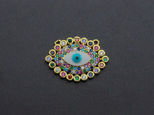Load image into Gallery viewer, Enamel Colorful Evil Eye Rainbow CZ Pendant,CZ Micro Pave Oil Drop pendant,Enamel CZ pave Jewelry, 21x29mm, sku#F1072