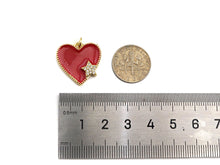 Load image into Gallery viewer, Clear Micro Pave CZ  Star On Enamel Heart Pendant with Gold Finish,Red Blue White Enamel Heart, Colorful Enamel Heart, 20x20mm, sku#LK164