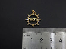 Load image into Gallery viewer, CZ Micro Pave Mama On Round Ring Charm Pendant,Round Cubic Zirconia Pendant,DIY Mother's Day Gift, 18x20mm,Sku#F1105