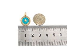 Load image into Gallery viewer, Enamel Colorful Five Star On Coin Pendant,CZ Micro Pave pendant,Enamel pendant,Enamel Jewelry, 14x16mm,sku#F1261
