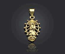 Load image into Gallery viewer, CZ Micro Pave Virgin Mary On Oval  Stand Shaped Pendant/Charm,24K Gold Cubic Zirconia Pendant Charm,11x18mm,sku#F1262