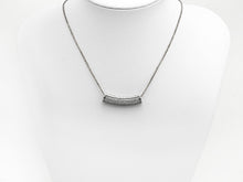 Load image into Gallery viewer, Rhodium CZ Micro Pave Half Full Pave Tube, Antique Silver Tone, Cubic Zirconia Pave Separator Tube Beads,39x10mm,sku#X128