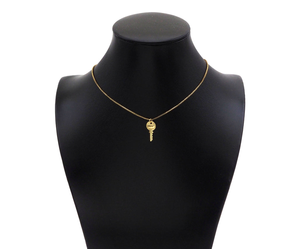 18K Gold Key Shape Pendant, Gold Charm, SKU#FH162