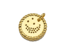 Load image into Gallery viewer, CZ Micro Pave Cresent Moon Star On Round Coin Pendant, Bracelet Necklace CZ  Round Coin Pendant Charm, Silver/Gold Tone,16x16mm,sku#L461