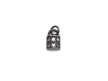 Load image into Gallery viewer, CZ Micro Pave Lock Pendant/Charm, Clear Cubic Zirconia Pave Charm, Silver/Gold/Rose Gold/Black Plated, 7x10mm, sku#F1135