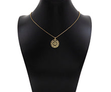 Load image into Gallery viewer, CZ Micro Pave Hollow Out Flower On Round Shape Pendant/Charm, Sku#F1366C