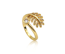 Load image into Gallery viewer, CZ Leaf Shape Adjustable Ring, Sku#X194