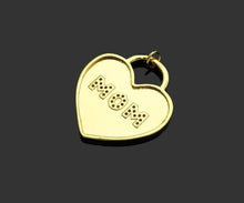 Load image into Gallery viewer, CZ Micro Pave Mom Word On Heart Lock Shape Pendant,18K Gold Filled Charm, DIY Mother's Day Necklace Bracelet Charm Pendant,25x28mm,Sku#LD131