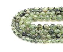 Load image into Gallery viewer, High Quality Tourmalated Prehnite Beads,6mm/8mm/10mm/12mm/14mm Round Smooth Beads, 15.5'' Full Strand, Sku#U1131