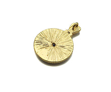 Load image into Gallery viewer, Gold Filled White Enamel Flower On Round Coin Shape Pendant, Cobalt CZ Micro Pave 14K Gold Filled Charm,Enamel Jewelry,15x20mm,Sku#CP37