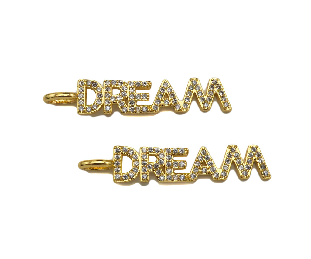 CZ Micro Pave Dream Word Pendant/Charm,Cubic Zirconia Charm, Necklace Bracelet Charm Pendant,6x34mm, Sku#Z1289