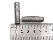 Load image into Gallery viewer, Rhodium CZ Micro Pave Half Full Pave Tube, Antique Silver Tone, Cubic Zirconia Pave Separator Tube Beads,39x10mm,sku#X128