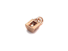 Load image into Gallery viewer, CZ Micro Pave Lock Pendant/Charm, Clear Cubic Zirconia Pave Charm, Silver/Gold/Rose Gold/Black Plated, 7x10mm, sku#F1135