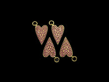 Load image into Gallery viewer, Fuchsia CZ Micro Pave Heart Pendant, Cubic Zirconia Heart Pendant, Gold Tone pendant,9x16mm, sku#F1120