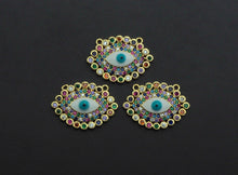 Load image into Gallery viewer, Enamel Colorful Evil Eye Rainbow CZ Pendant,CZ Micro Pave Oil Drop pendant,Enamel CZ pave Jewelry, 21x29mm, sku#F1072