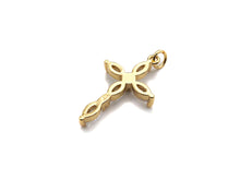 Load image into Gallery viewer, Bagette CZ Micro Pave Cross Flower Pendant, Cubic Zirconia Cross Pendant, Gold Tone pendant, 17x28mm, sku#F1106