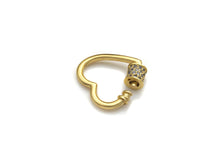 Load image into Gallery viewer, Clear CZ Micro pave Heart Shape Clasp, CZ Pave Heart Clasp, 18K Matte Gold Carabiner Clasp, heart clasp, 18mm, sku#H203