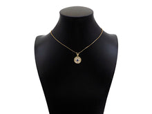 Load image into Gallery viewer, Gold Filled White Enamel Flower On Round Coin Shape Pendant, Cobalt CZ Micro Pave 14K Gold Filled Charm,Enamel Jewelry,15x20mm,Sku#CP37