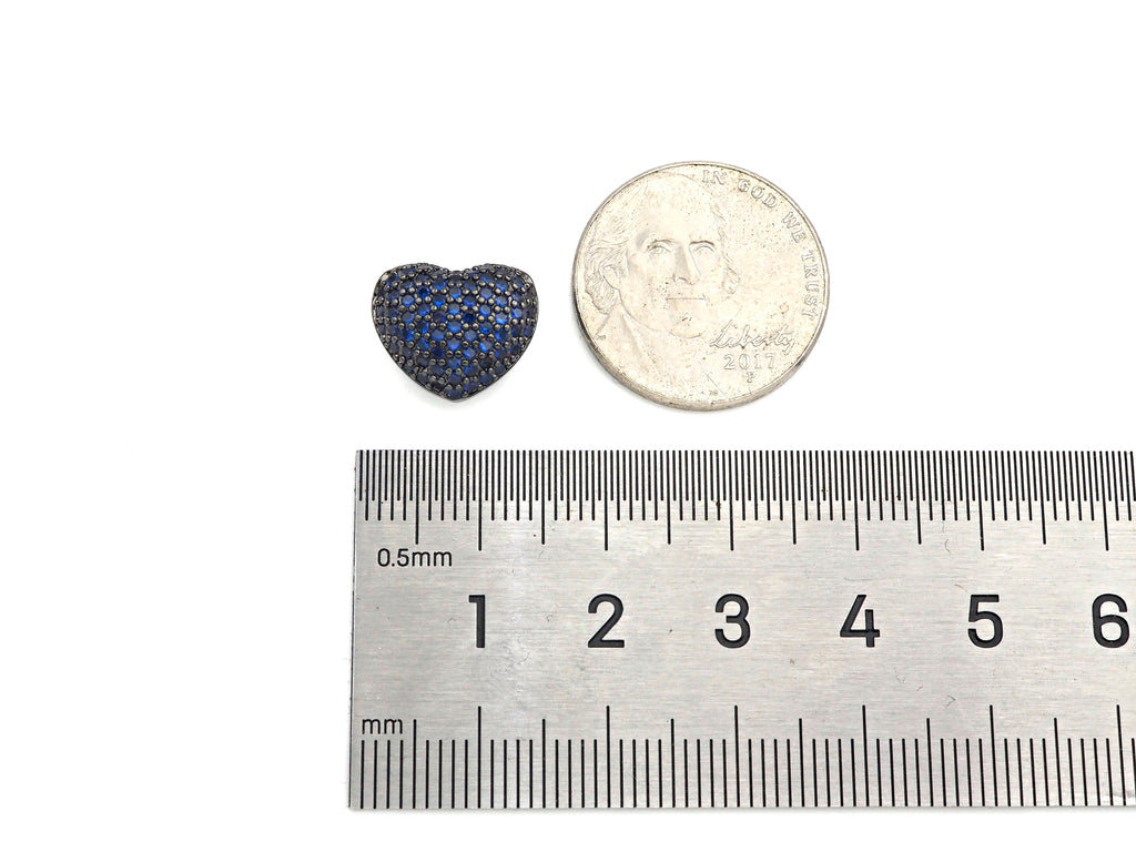 Colorful CZ Micro Pave Puffy Heart Spacer Beads, Cubic Zirconia Heart Space Beads for Bracelet/Necklace, 14x11x8mm,SKU#ML45