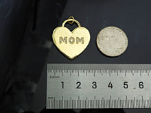 Load image into Gallery viewer, CZ Micro Pave Mom Word On Heart Lock Shape Pendant,18K Gold Filled Charm, DIY Mother's Day Necklace Bracelet Charm Pendant,25x28mm,Sku#LD131