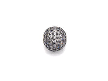 Load image into Gallery viewer, Rhodium CZ Micro Pave Round Ball Bead, 6mm/8mm/10mm/12mm, Cubic Zirconia Pave Beads, Antique Silver Shamballa beads, sku#X129