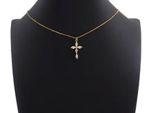 Load image into Gallery viewer, Bagette CZ Micro Pave Cross Flower Pendant, Cubic Zirconia Cross Pendant, Gold Tone pendant, 17x28mm, sku#F1106