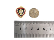 Load image into Gallery viewer, Clear Micro Pave CZ Heart On Round Coin Enamel Heart Pendant, Colorful Enamel Heart, Double Heart Pendant,18x22mm, sku#LK165