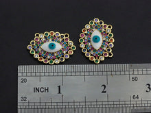 Load image into Gallery viewer, Enamel Colorful Evil Eye Rainbow CZ Pendant,CZ Micro Pave Oil Drop pendant,Enamel CZ pave Jewelry, 21x29mm, sku#F1072