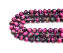 Load image into Gallery viewer, NEW COLOR!! Natural High Quality Fuchsia Green Tiger Eye Beads,6mm/8mm/10mm/12mm Round Smooth,Fuchsia Green,15.5" Full Strand,Sku#UA216